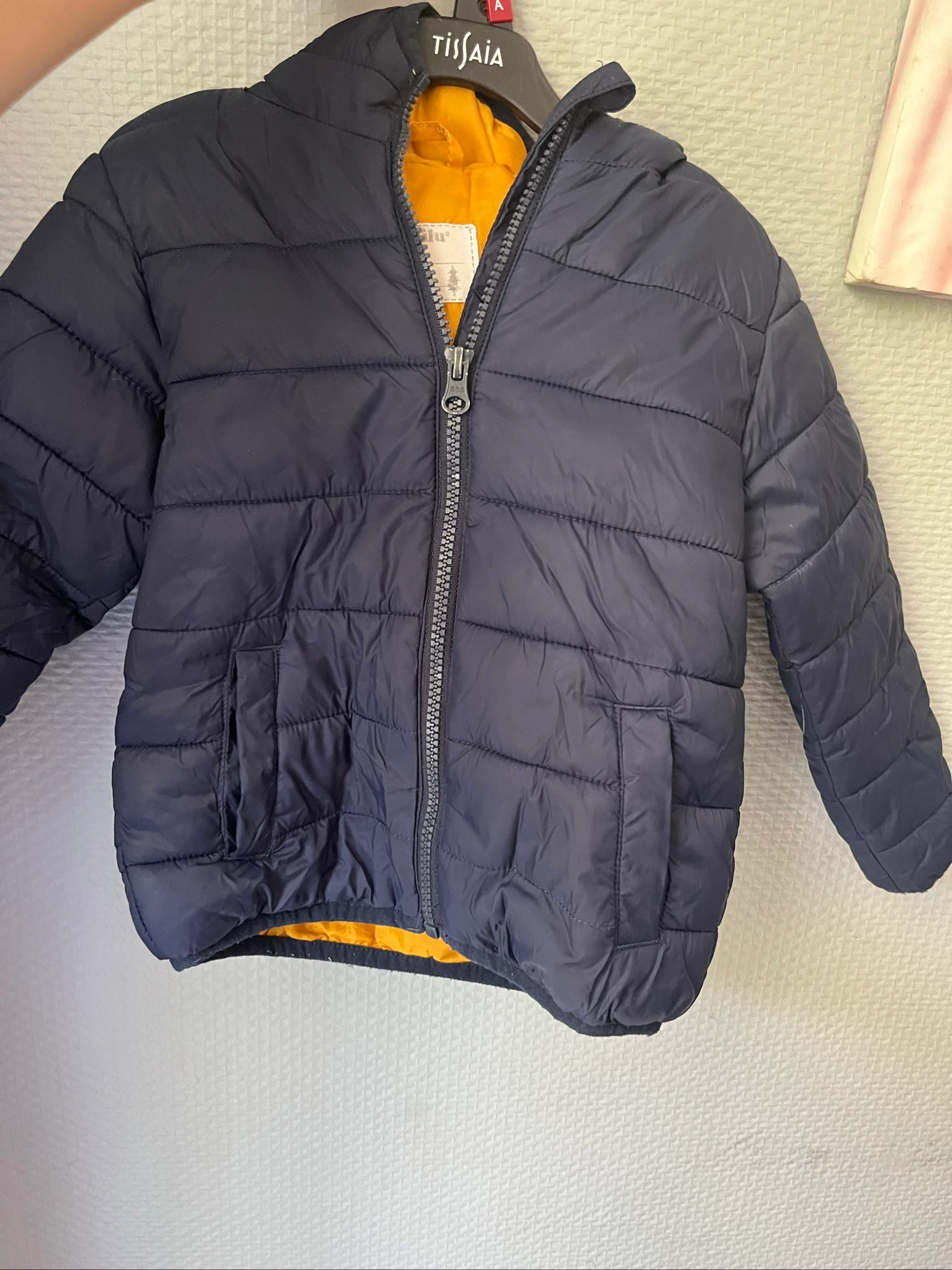 Doudoune légère bleu marine et jaune Lupilu 3 ans (98cm)